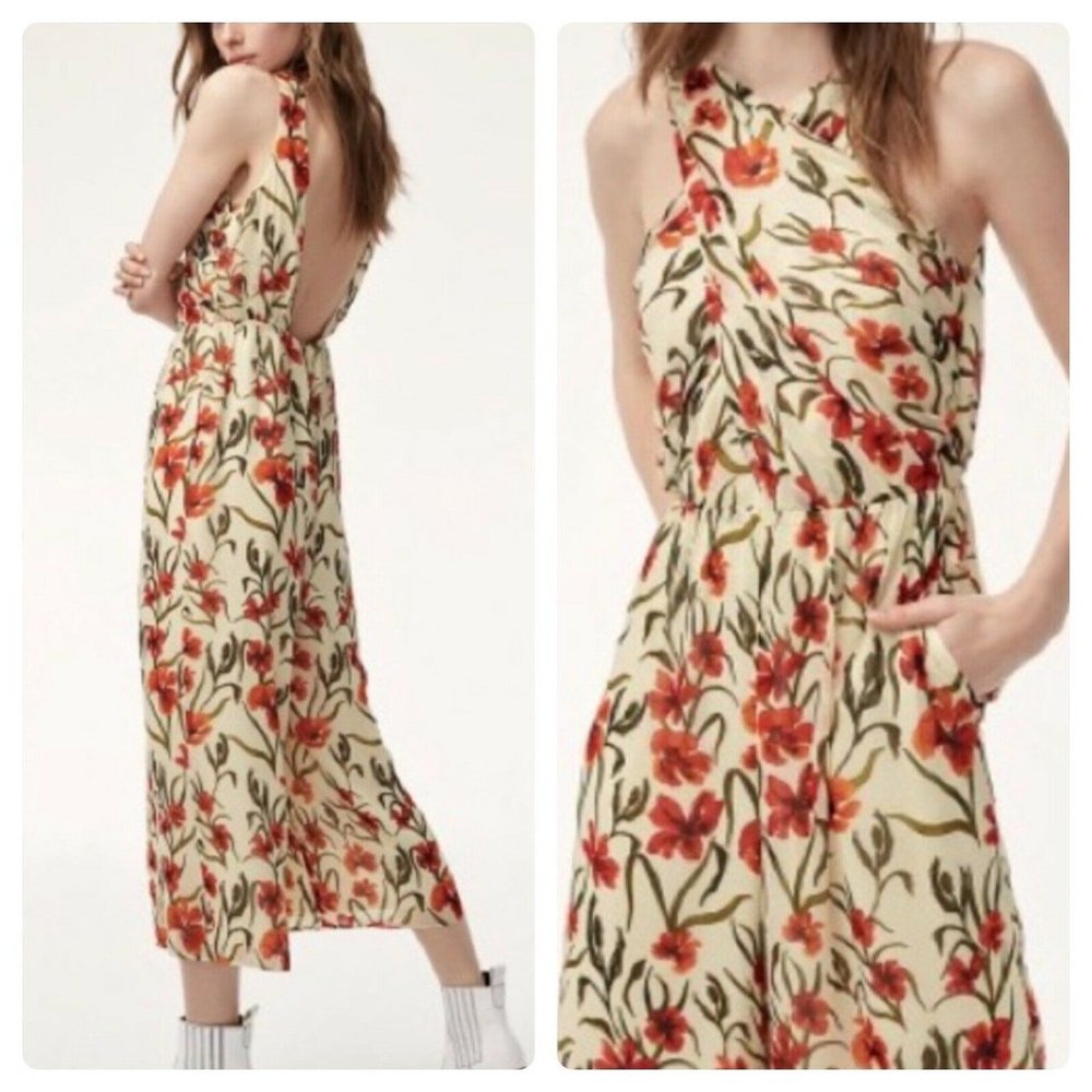 Little Moon Aritzia Arabesque Floral Chiffon Crop Wide Leg Jumpsuit 4